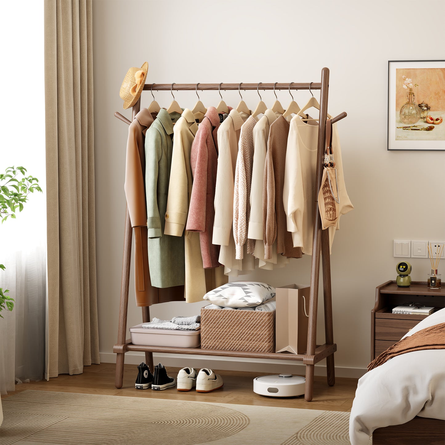 Solid Wood Clothes Rack