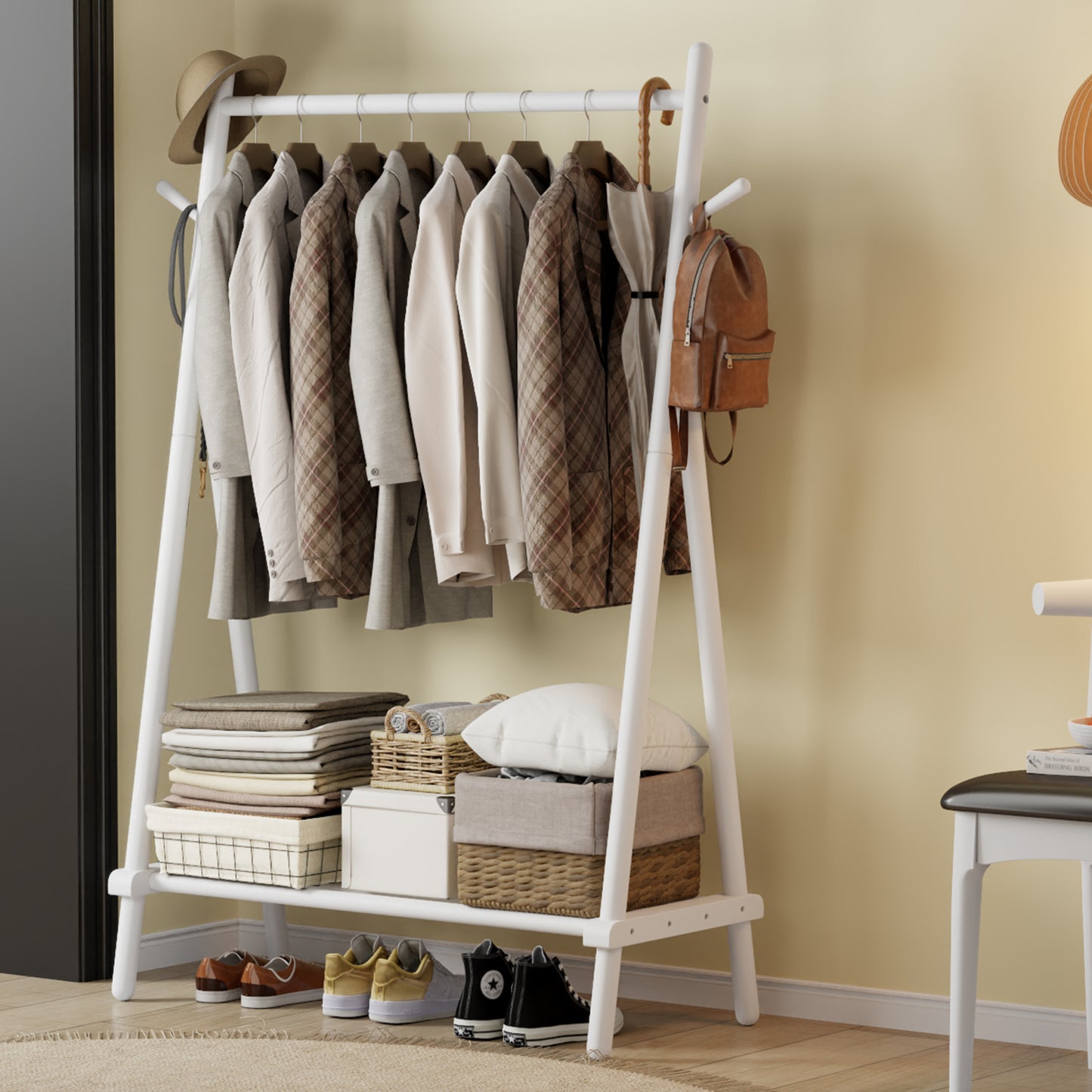 Solid Wood Clothes Rack