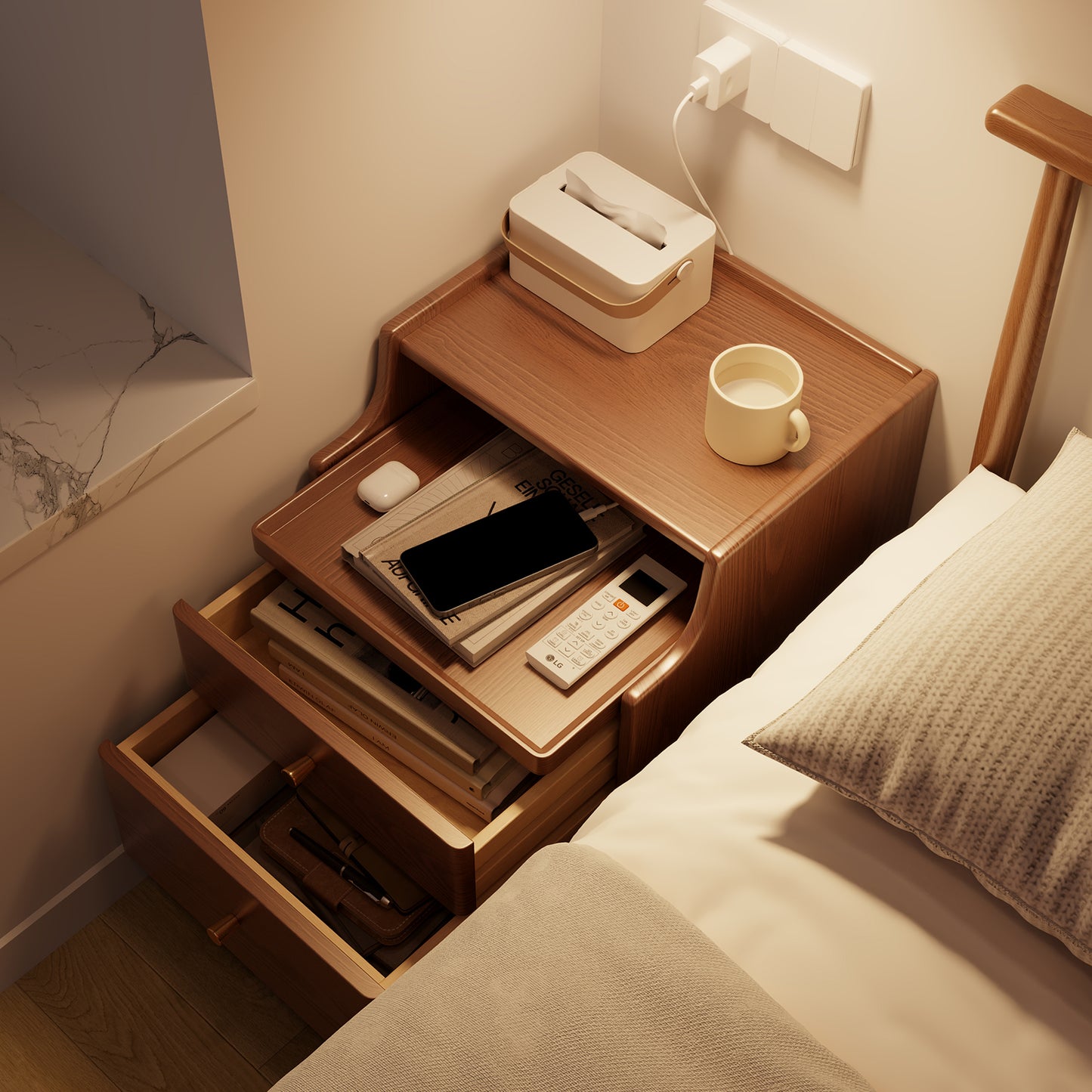 Solid Wood Bedside Table