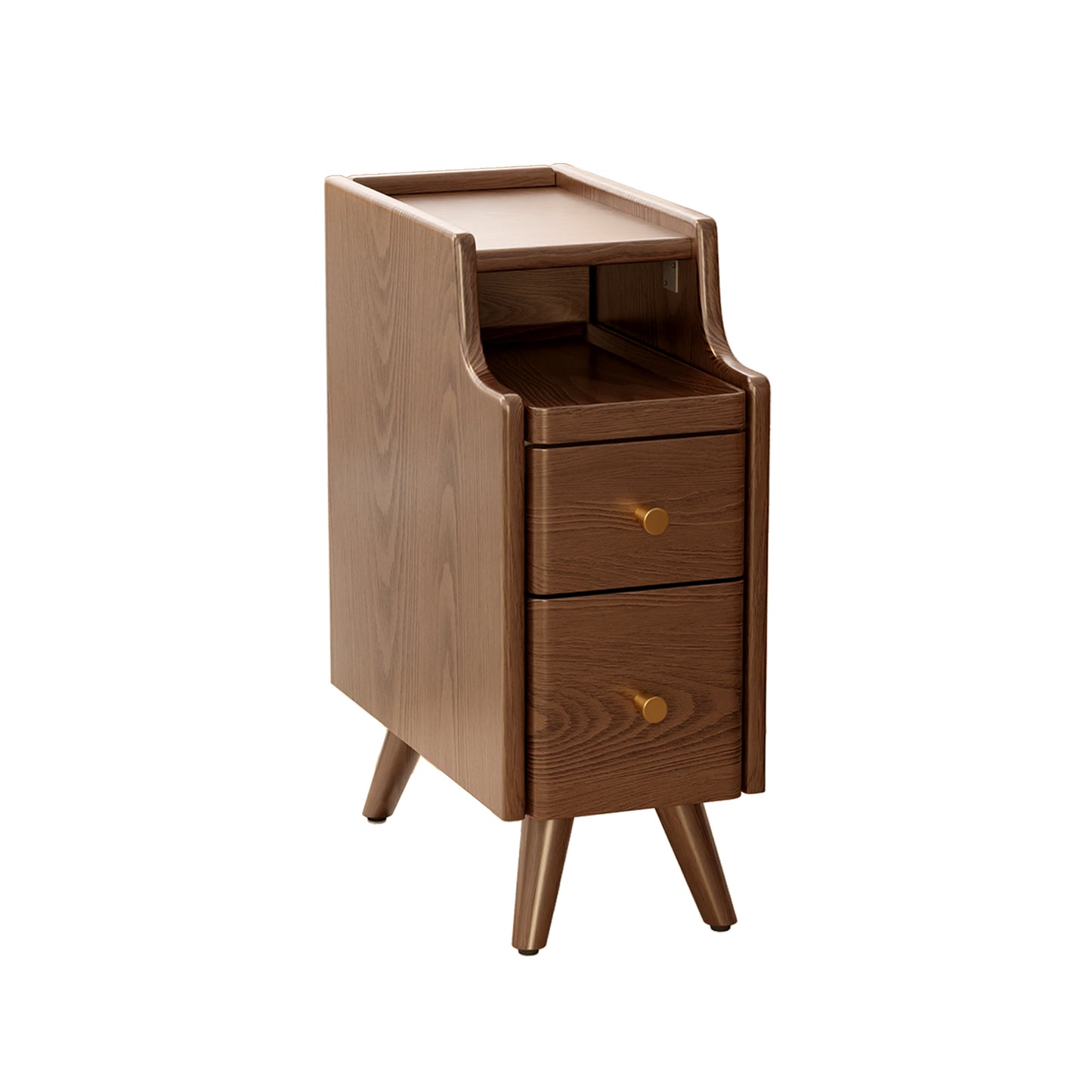 Small Nightstand,Solid Wood Nightstand with Drawers, Walnut Bedside Table for Bedroom