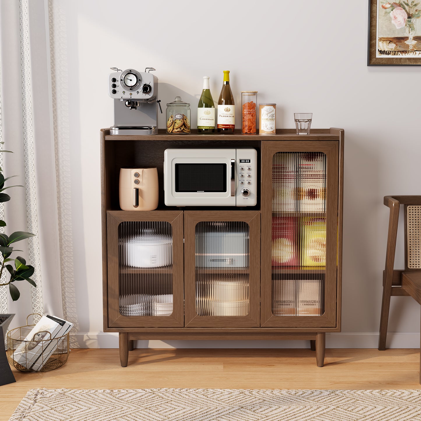Walnut Sideboard Buffet Cabinet