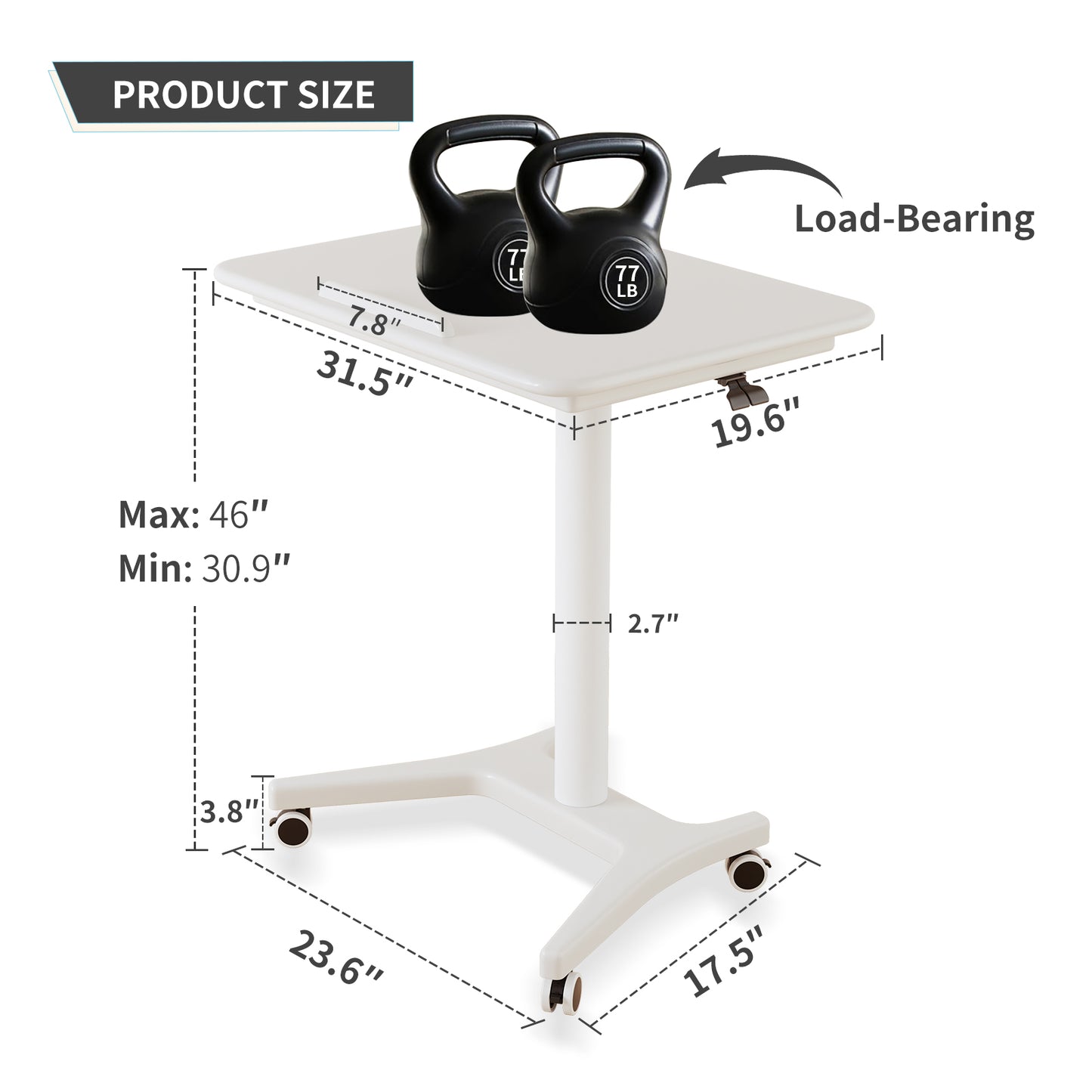 Rolling Standing Desk with Adjustable Height