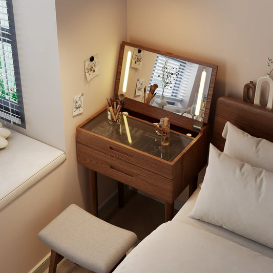 Vanity Desk with Mirror & Lights