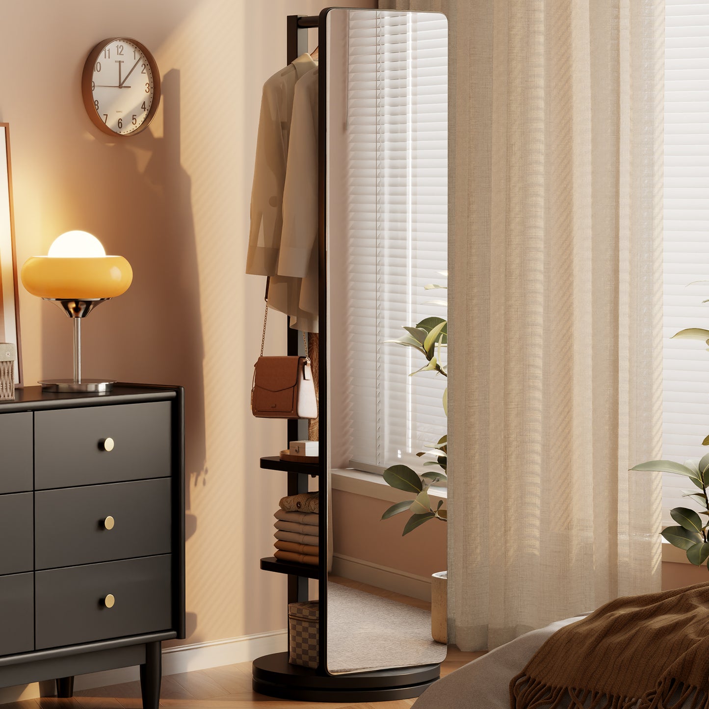 360 degree rotatable full-length mirror