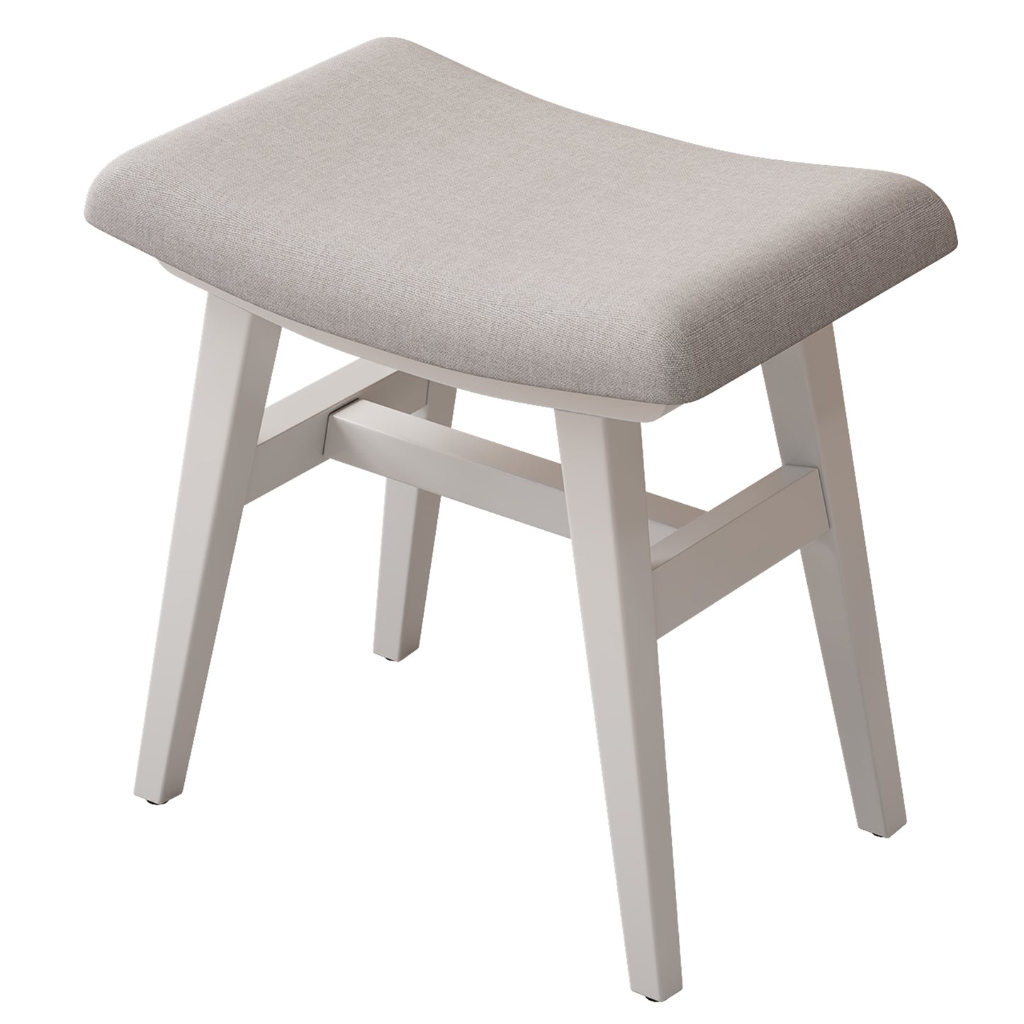 Solid Wood Vanity Stool, Saddle Cushion Vanity Bench with High-Strength Rebound Sponge, Easily Assembly, Vanity Chair, Foot Stool, Makeup Stool for Bedroom, Entryway