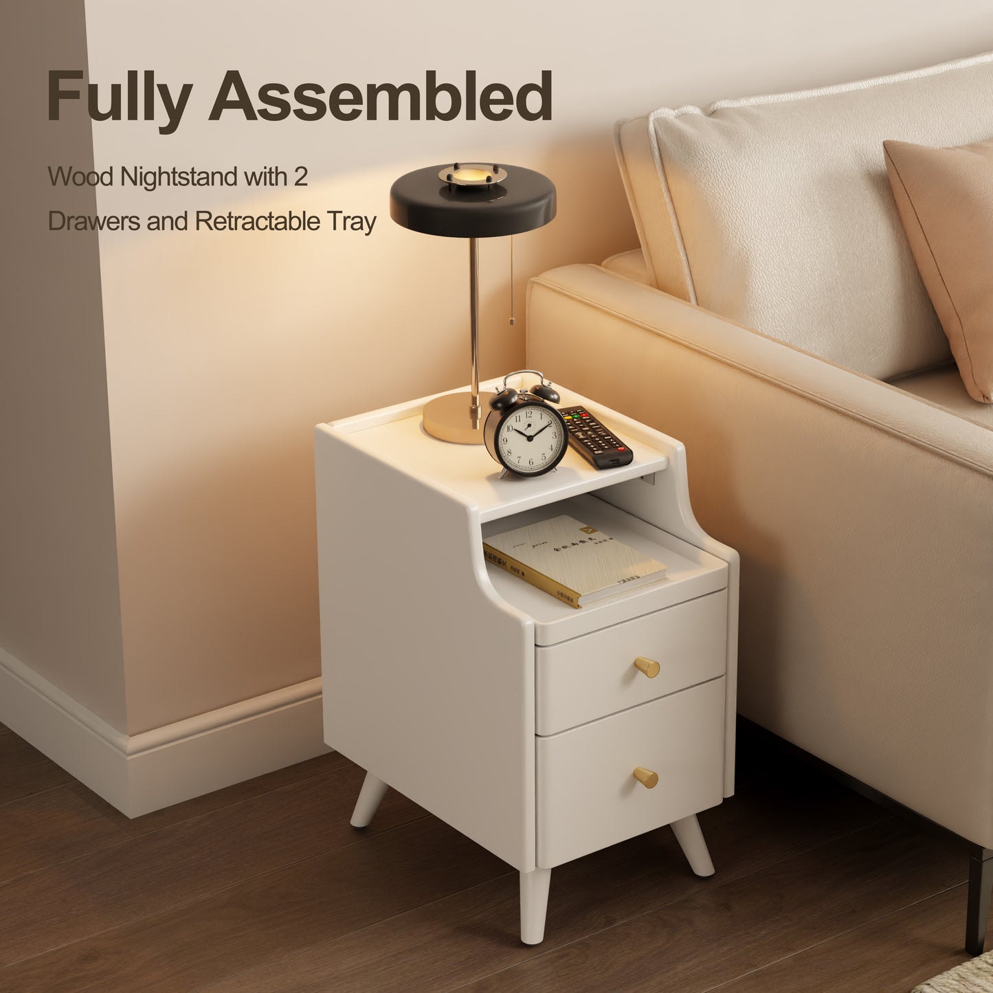 Narrow bedside table, solid wood bedside table with drawers, narrow edge small bedside table in the bedroom, simple and modern bedroom storage cabinet