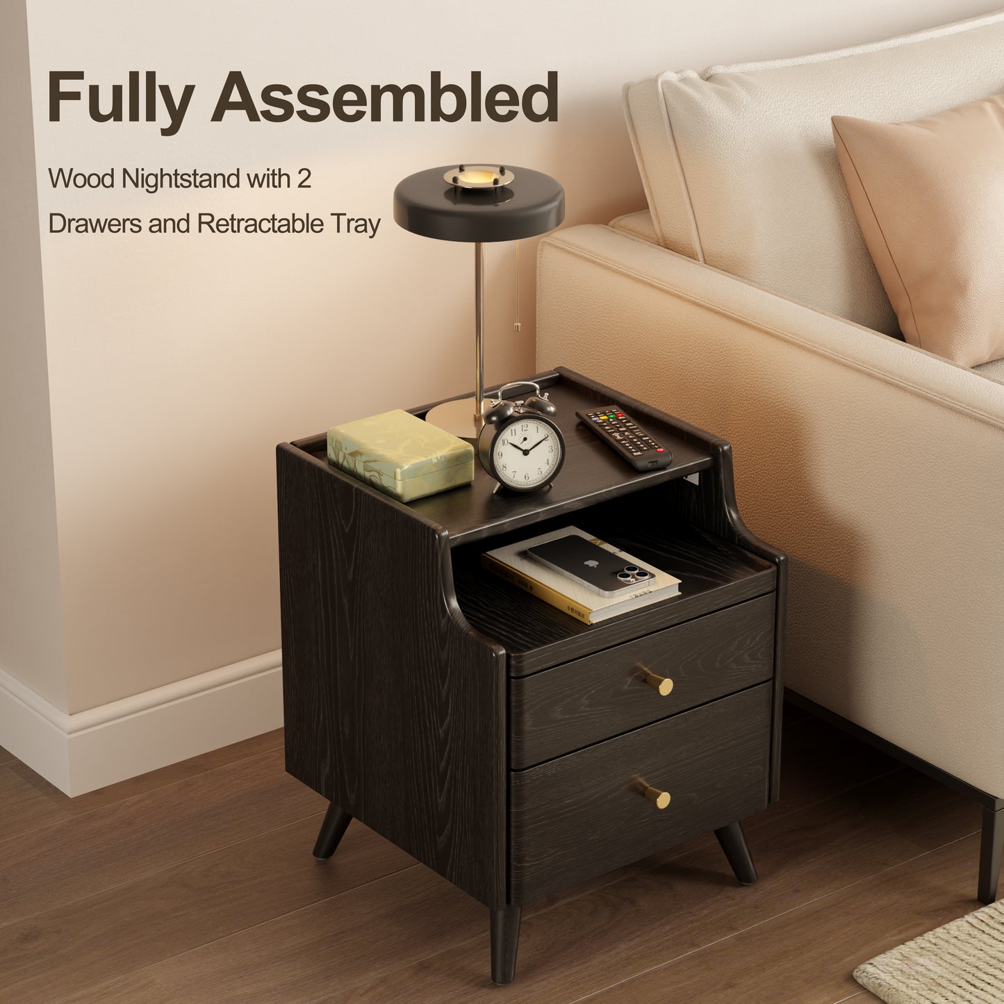 Solid wood floor standing bedside table, simple modern bedroom storage cabinet, household bedside storage cabinet, small storage cabinet, narrow bedside table, solid wood bedside table