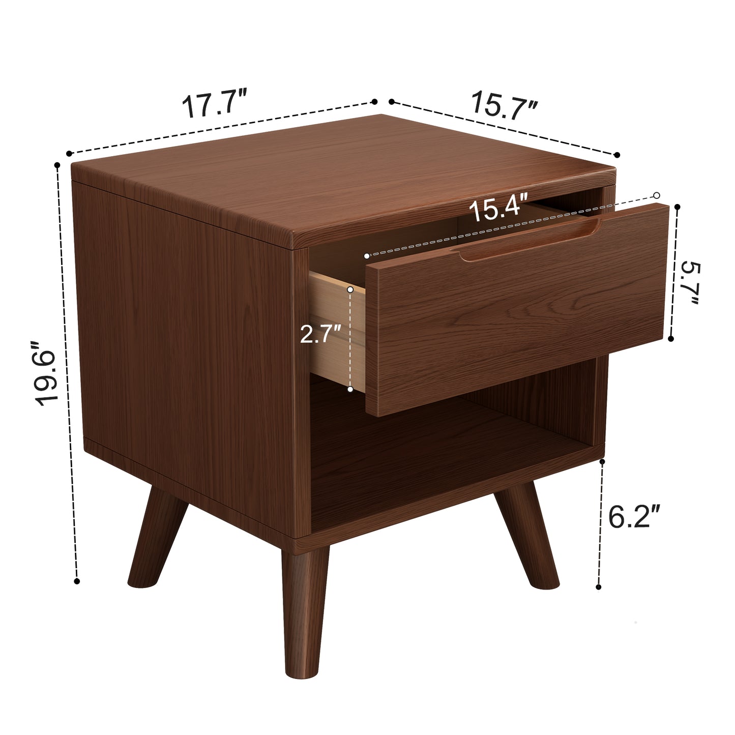 Walnut Modern Nightstand