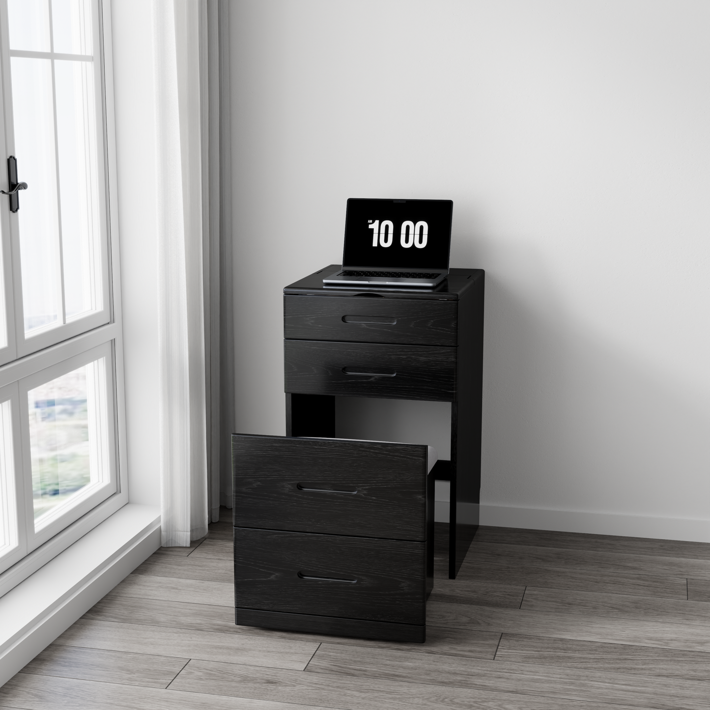 Solid Wood 3 in 1 Vanity Desk with Flip Top Mirror, Compact Vanity with Hidden Chair