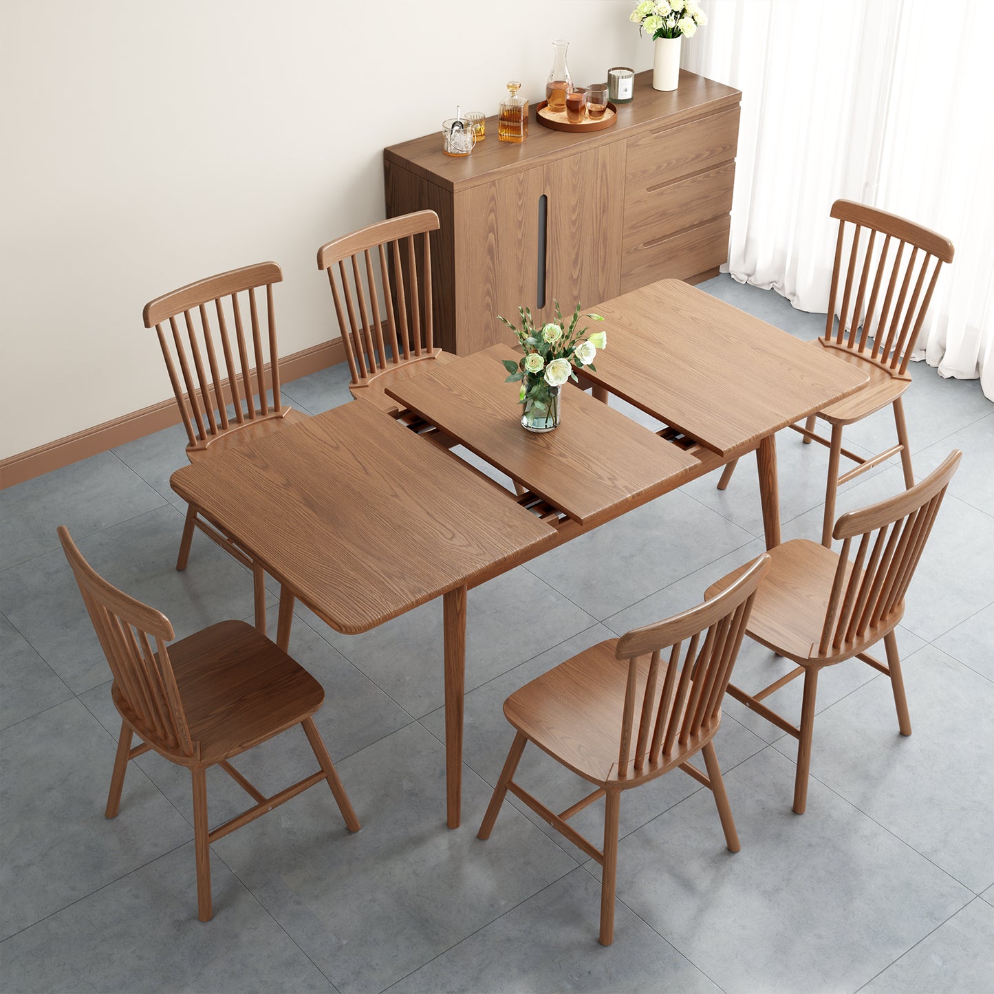 Dining Table, Solid Wood Extendable Dining Table Can Accommodate 4-8 People, Sturdy and Easy Assembly Modern Dining Room Table for Kitchen, Living Room, Apartment
