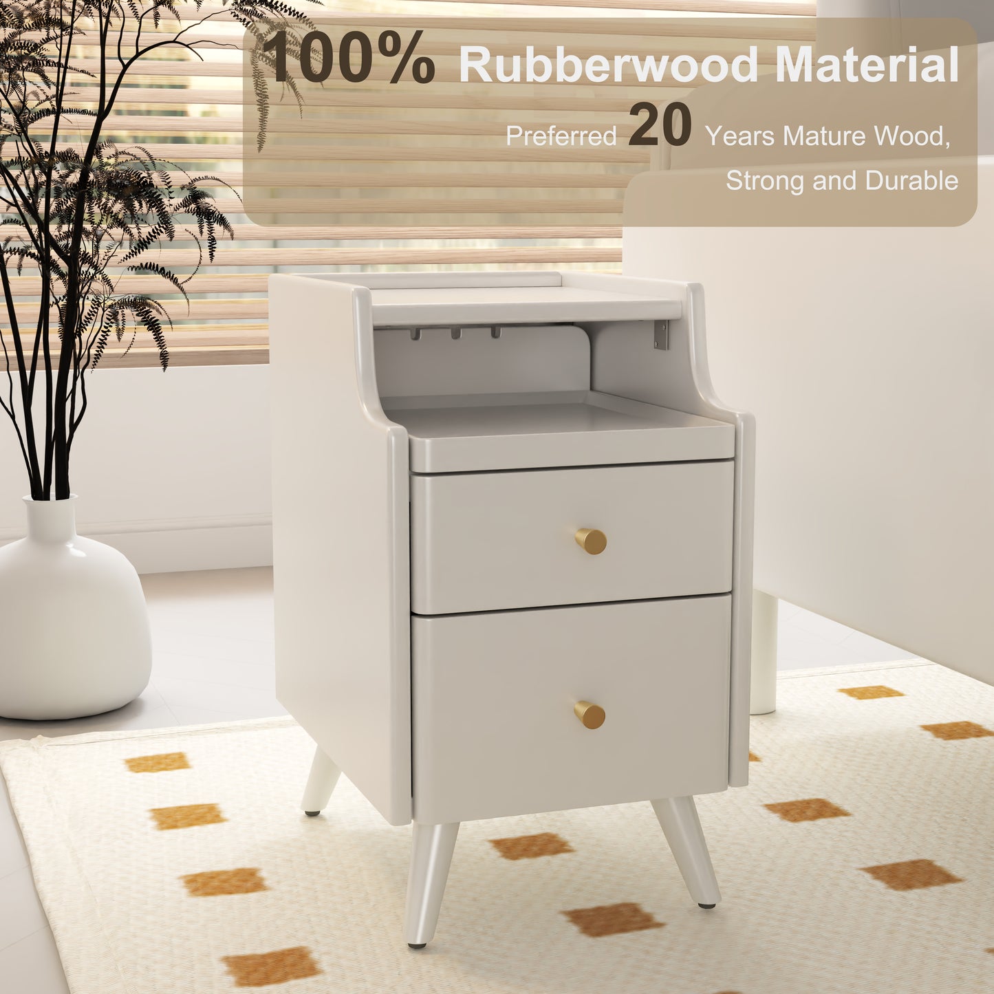 Narrow bedside table, solid wood bedside table with drawers, narrow edge small bedside table in the bedroom, simple and modern bedroom storage cabinet