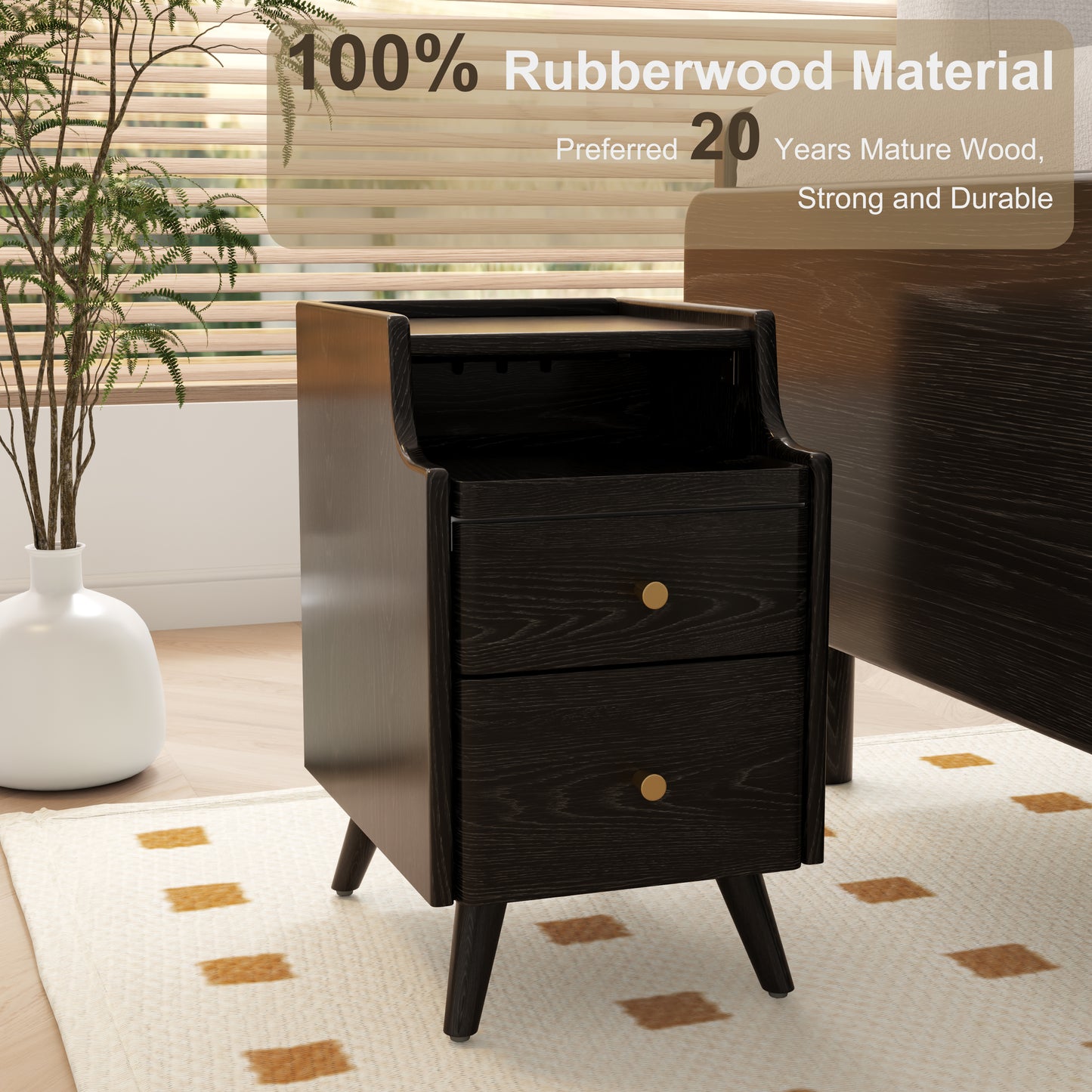 Narrow bedside table, solid wood bedside table with drawers, narrow edge small bedside table in the bedroom, simple and modern bedroom storage cabinet