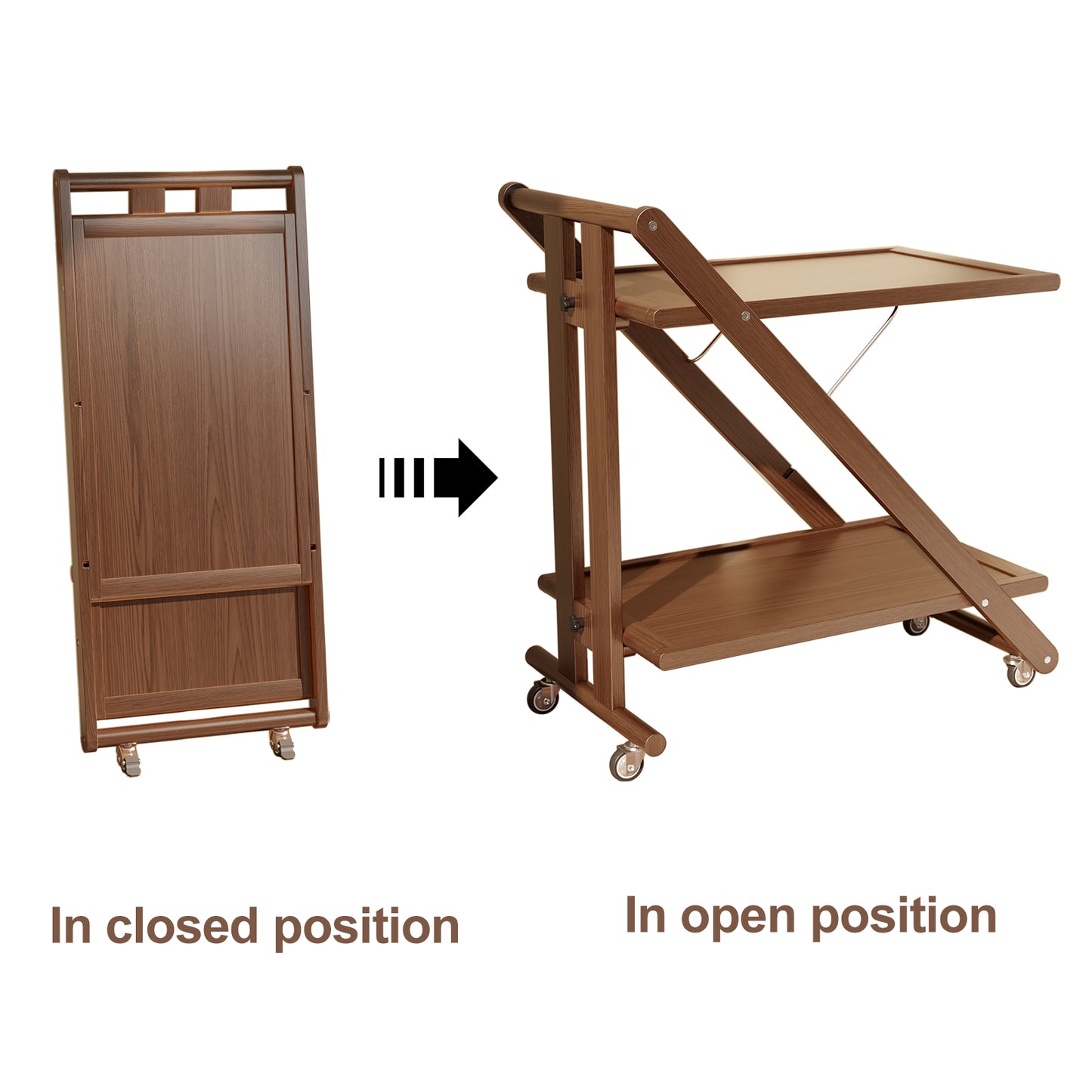 Rolling Carts with Wheels,Portable Kitchen Island,Walnut Kitchen Storage Cart,Small Kitchen Island,Wood Bar Cart,Kitchen Rack with Locking Casters,Moveable Kitchen Island for Living Room,Coffee Bar