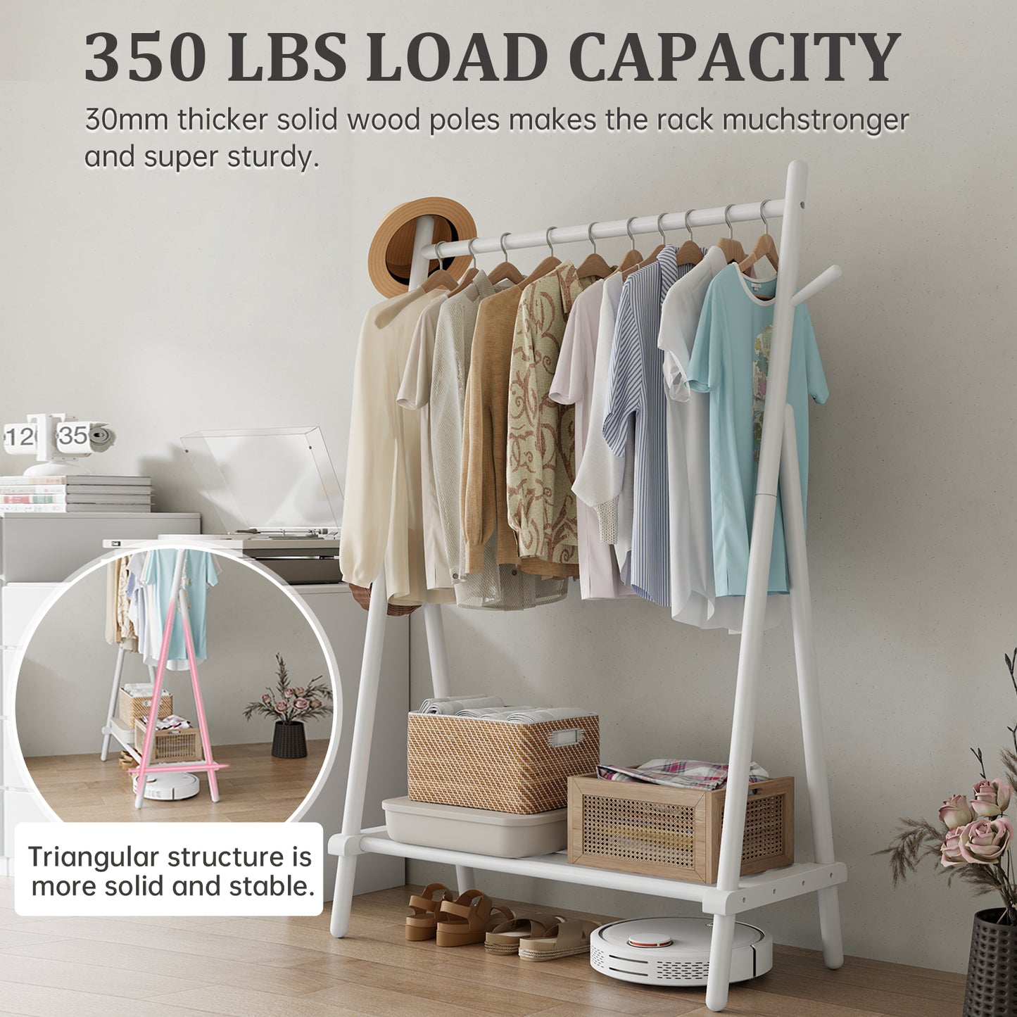 Solid Wood Clothes Rack