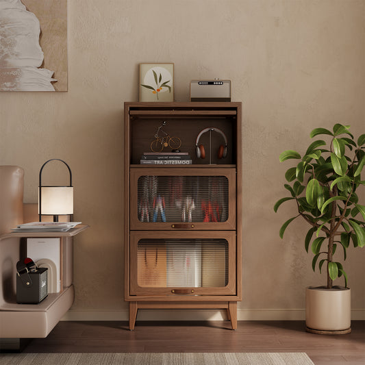 Shelf Bookcase with Cabinet Glass Doors