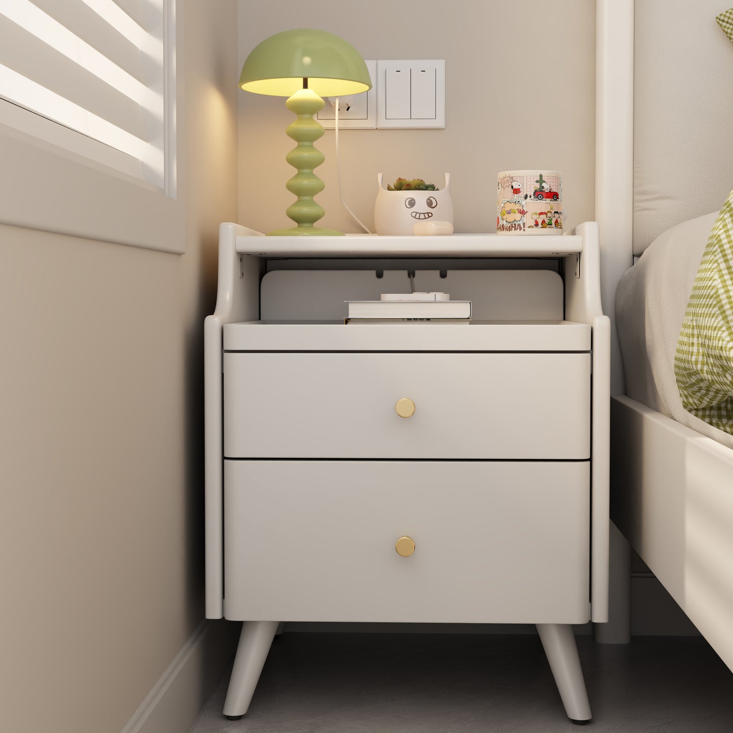 Solid wood floor standing bedside table, simple modern bedroom storage cabinet, household bedside storage cabinet, small storage cabinet, narrow bedside table, solid wood bedside table