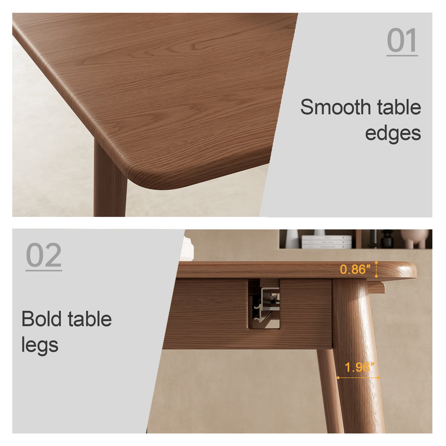 Dining Table, Solid Wood Extendable Dining Table Can Accommodate 4-8 People, Sturdy and Easy Assembly Modern Dining Room Table for Kitchen, Living Room, Apartment