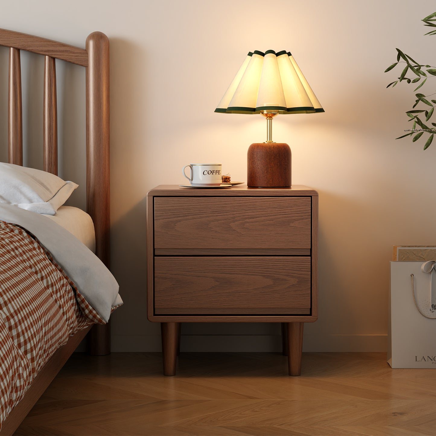 olid Wood Nightstand,Nightstand with Drawers,Mid Century Modern Nightstand Small Nightstand for Bedroom, Dorm and Living Room,Walnut nightstand