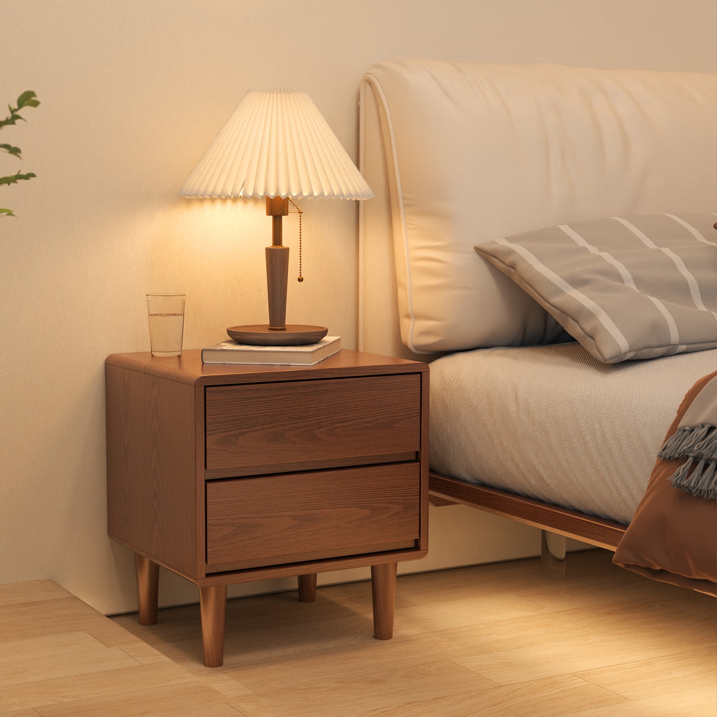 olid Wood Nightstand,Nightstand with Drawers,Mid Century Modern Nightstand Small Nightstand for Bedroom, Dorm and Living Room,Walnut nightstand