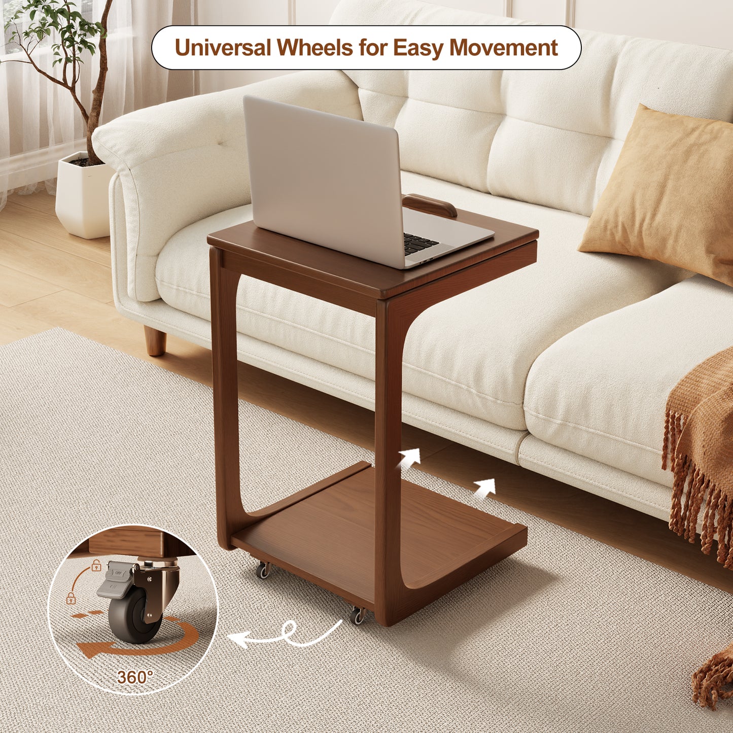 C-shaped sofa table