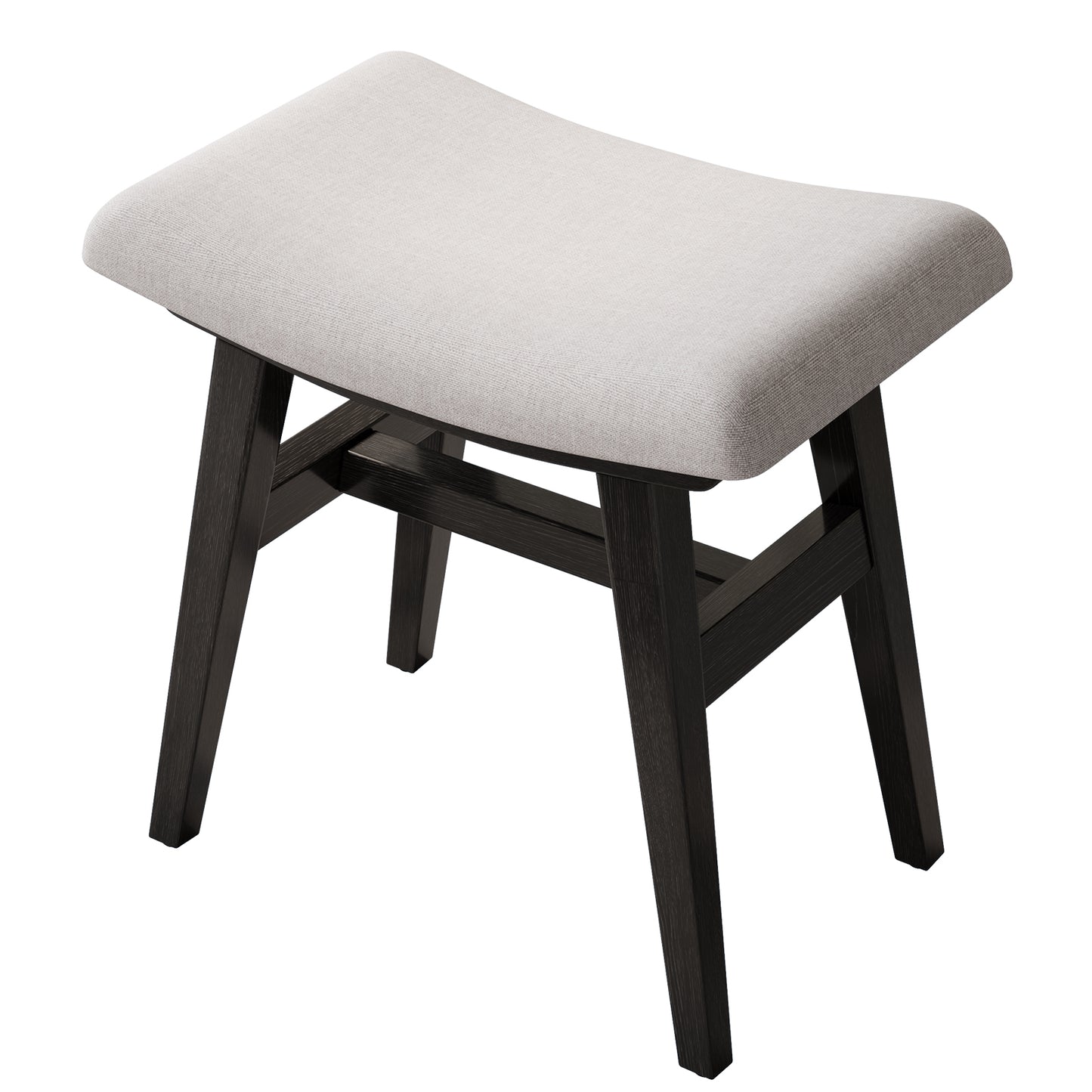 Solid Wood Vanity Stool, Saddle Cushion Vanity Bench with High-Strength Rebound Sponge, Easily Assembly, Vanity Chair, Foot Stool, Makeup Stool for Bedroom, Entryway