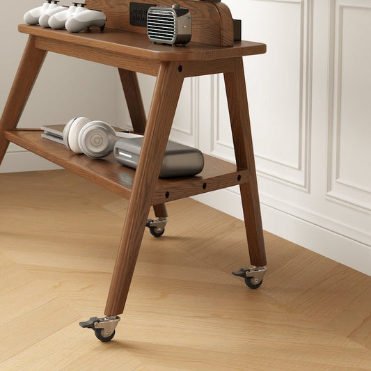 Rolling Solid Wood TV Stand with Wheels & Power Outlet — Fits 40"-85" TVs - iKaslandi