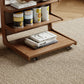 Solid Wood C - Shaped Table for Couch with 3 - Tier Storage - Kaslandi Furniture