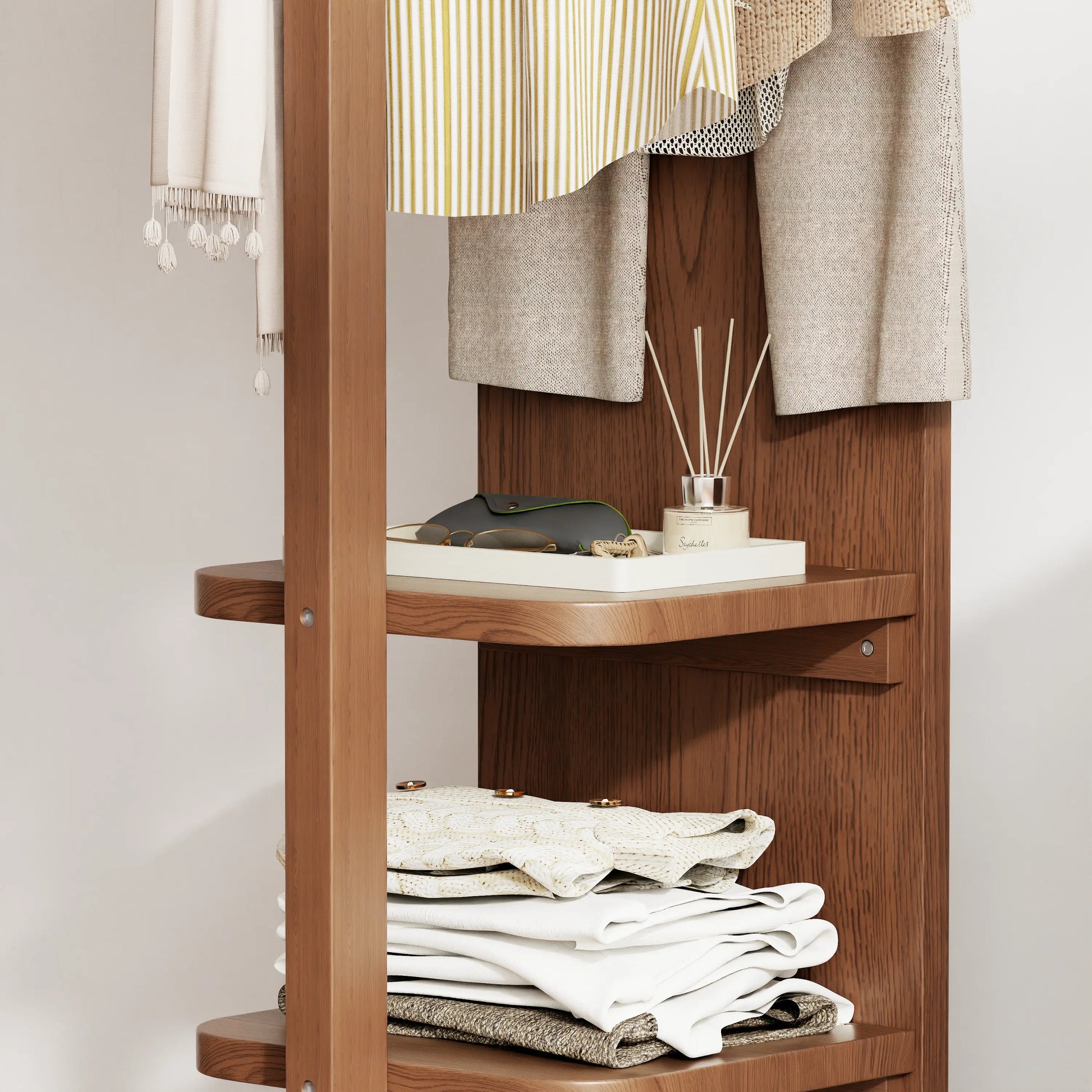 Full - Length Mirror with Storage, Clothing Rack & Wheels - iKaslandi
