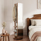 Full - Length Mirror with Storage, Clothing Rack & Wheels - iKaslandi