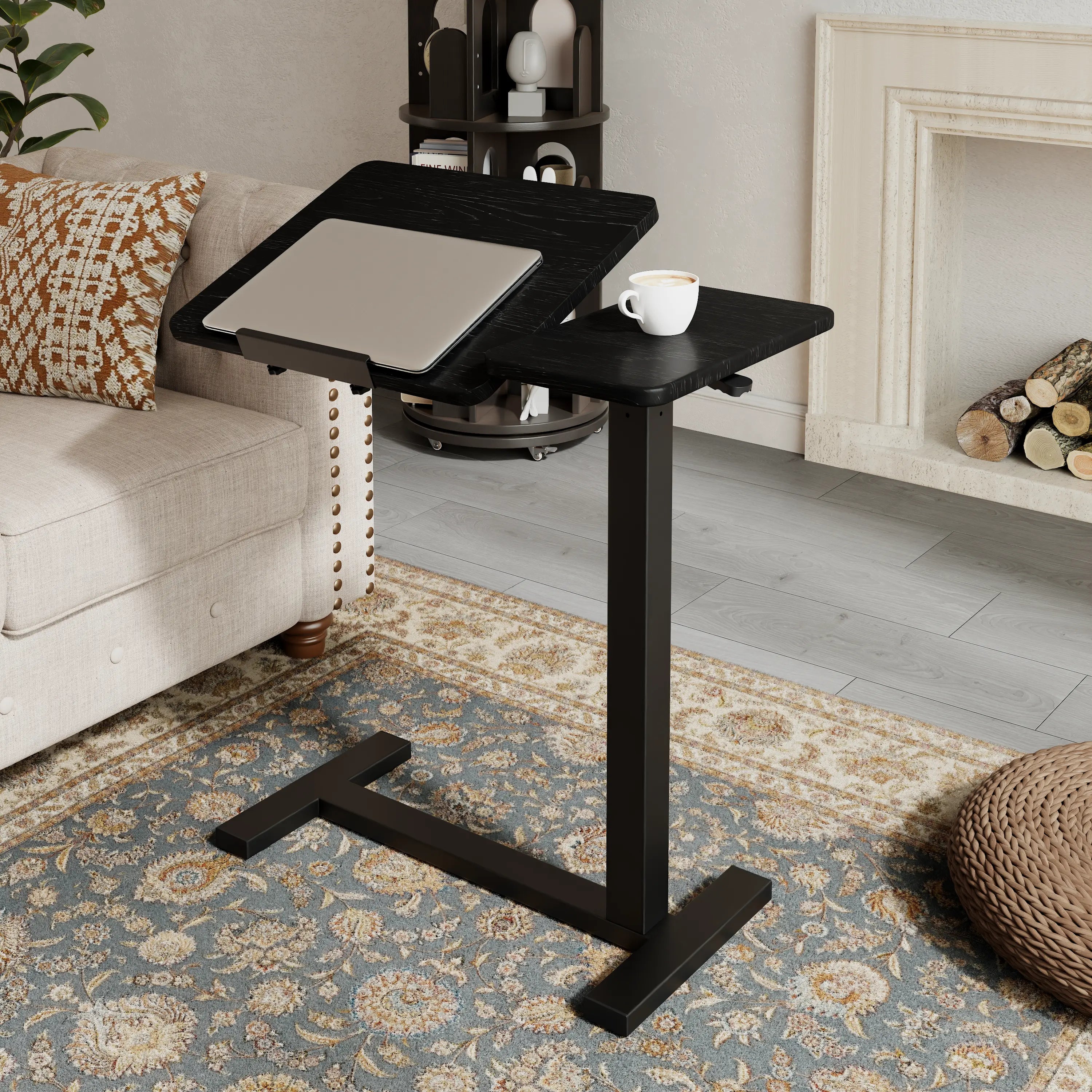Adjustable Height Laptop Desk for Bed & Sofa – Solid Wood Tilting Top - iKaslandi