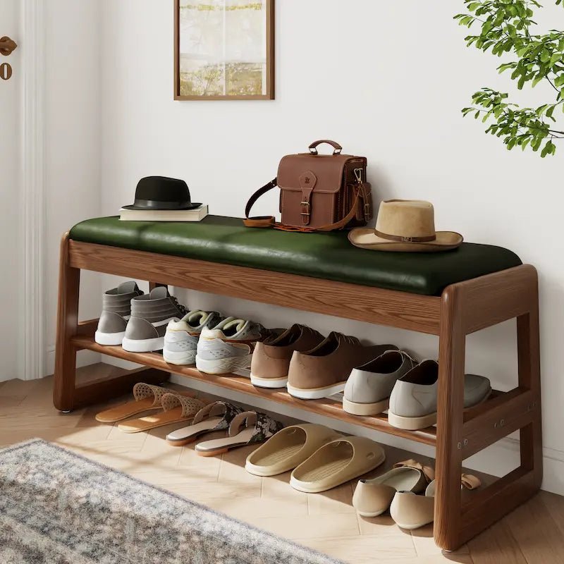 Lift-top storage open on the brown 39.3-inch bench