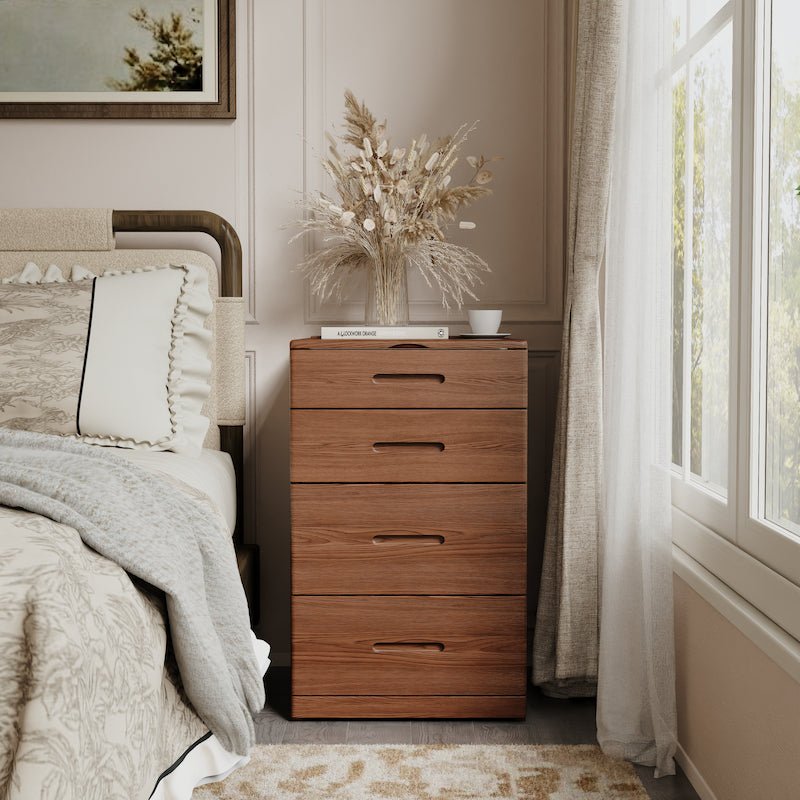 Solid Wood LED Vanity Desk with Chair, Space Saving Makeup Table - iKaslandi