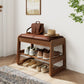 Solid Wood Storage Entryway Bench with Shoe Rack & Padded Seat - iKaslandi