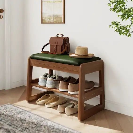 Brown 23.62-inch bench used beside a bed
