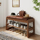 Solid Wood Storage Entryway Bench with Shoe Rack & Padded Seat - iKaslandi