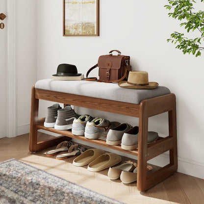 Lift-top storage open on the brown 31.5-inch bench