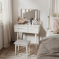 Solid Wood Vanity Desk with Detachable Lighted Mirror | Converts to Writing Desk - iKaslandi