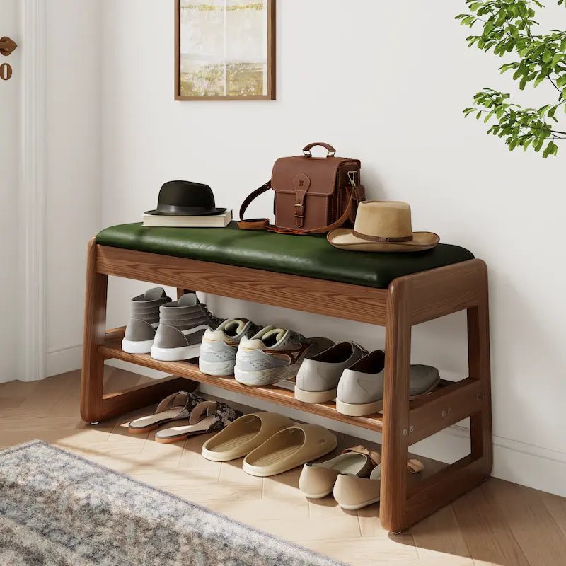 Green-cushion 31.5-inch entryway bench