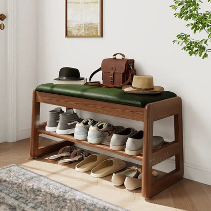 Green-cushion 31.5-inch entryway bench