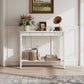Solid Wood Entryway Console Table with Drawers and Bottom Storage Shelf - Kaslandi Furniture