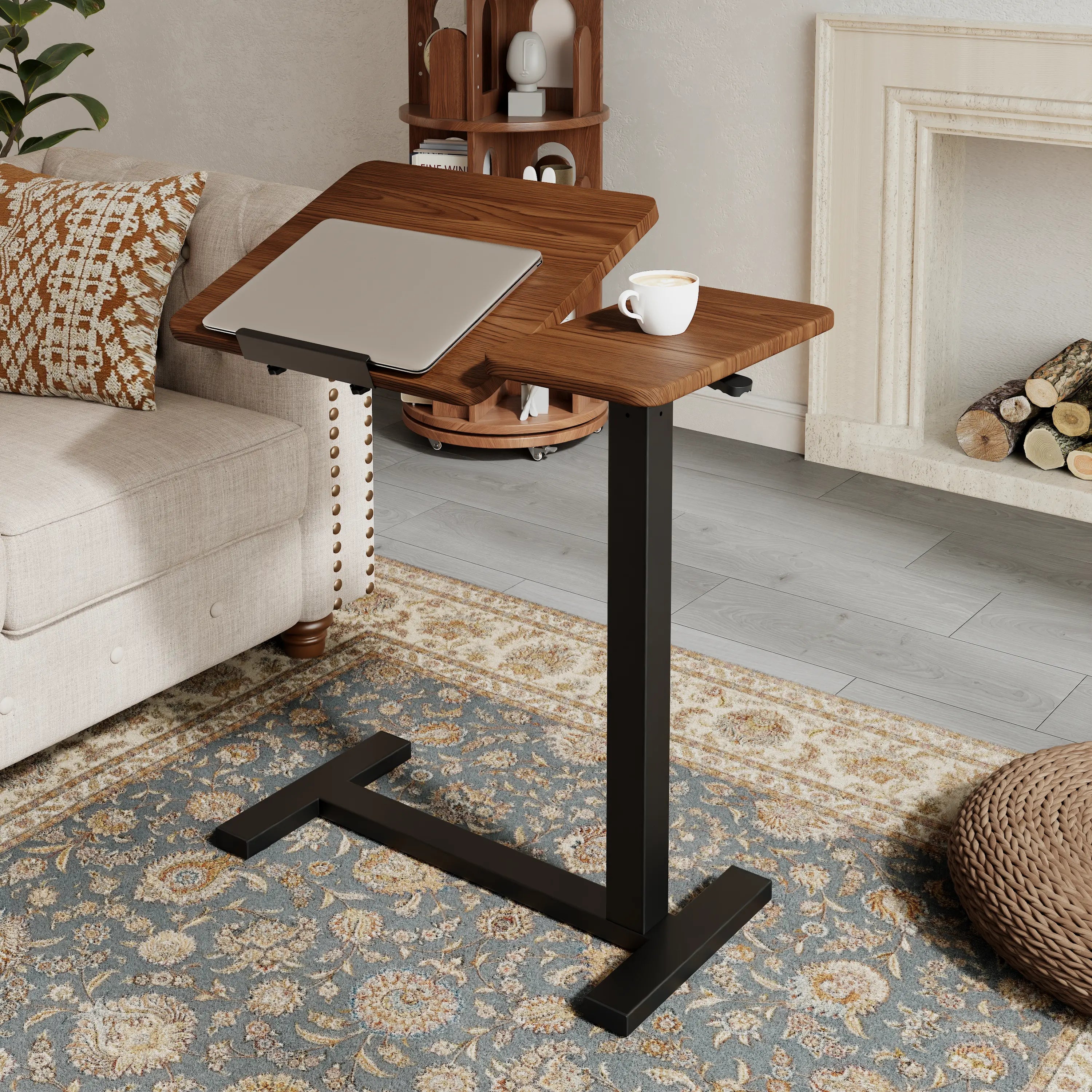 Adjustable Height Laptop Desk for Bed & Sofa – Solid Wood Tilting Top - iKaslandi