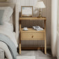 Solid Wood Z-Leg Nightstand with Drawer & Open Shelf