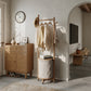 Solid Wood Coat Rack Stand with Laundry Hamper & Storage Shelf - iKaslandi