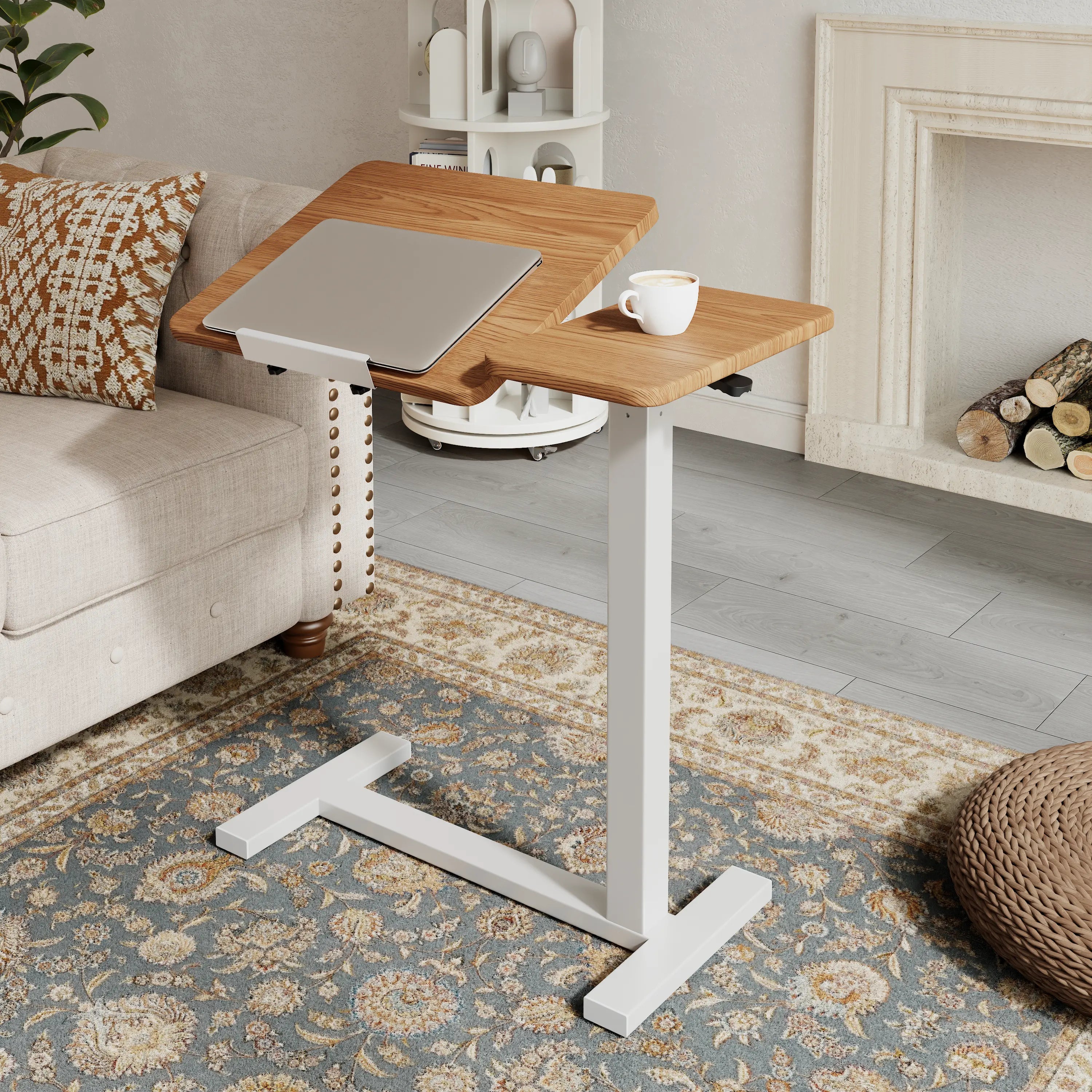 Adjustable Height Laptop Desk for Bed & Sofa – Solid Wood Tilting Top - iKaslandi