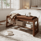 Solid Wood Storage Entryway Bench with Shoe Rack & Padded Seat - iKaslandi