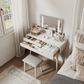 Solid Wood Vanity Desk with Detachable Lighted Mirror | Converts to Writing Desk - iKaslandi