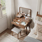 Solid Wood Vanity Desk with Detachable Lighted Mirror | Converts to Writing Desk - iKaslandi