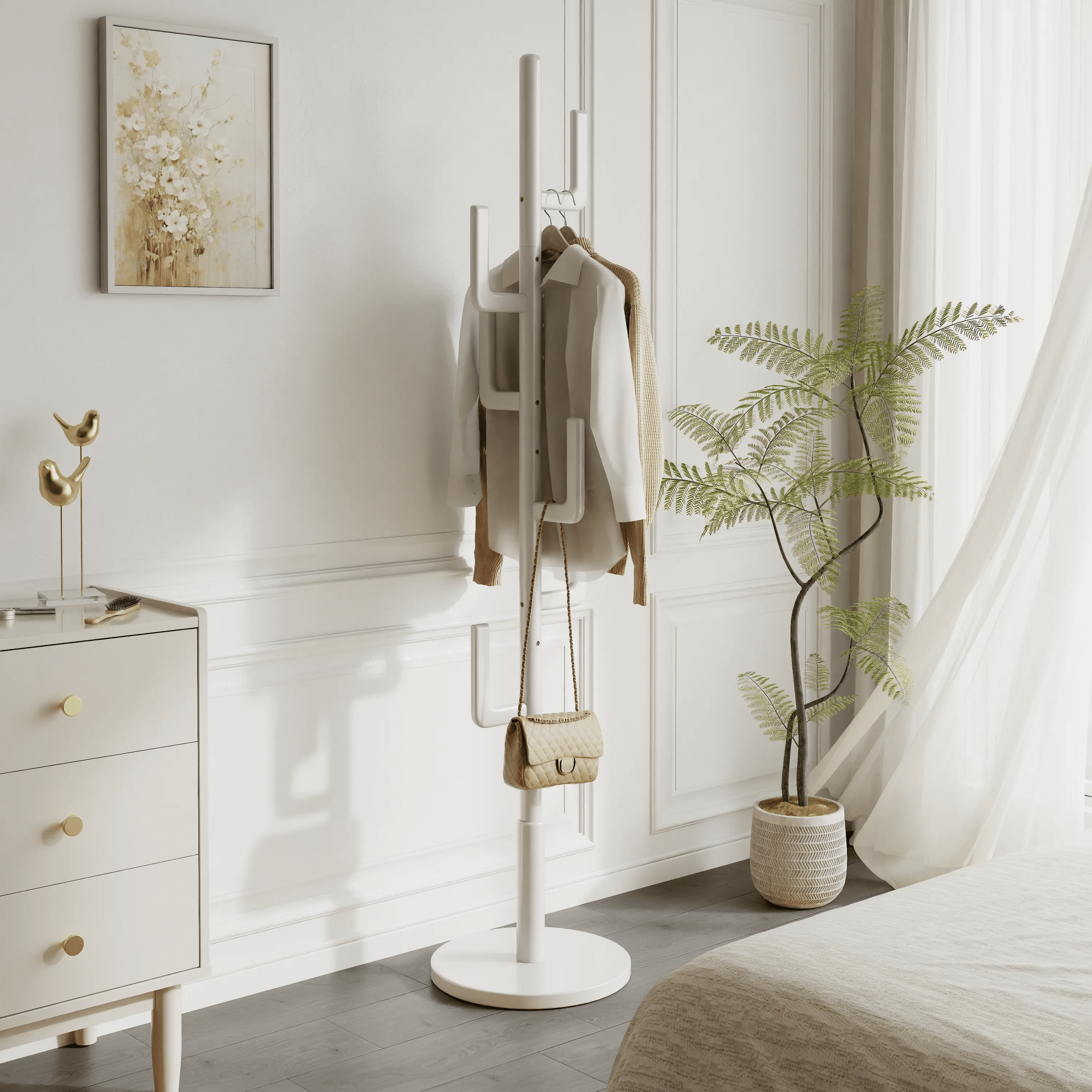 Solid Wood Cactus Coat Rack Stand – Modern Freestanding Coat Tree - iKaslandi