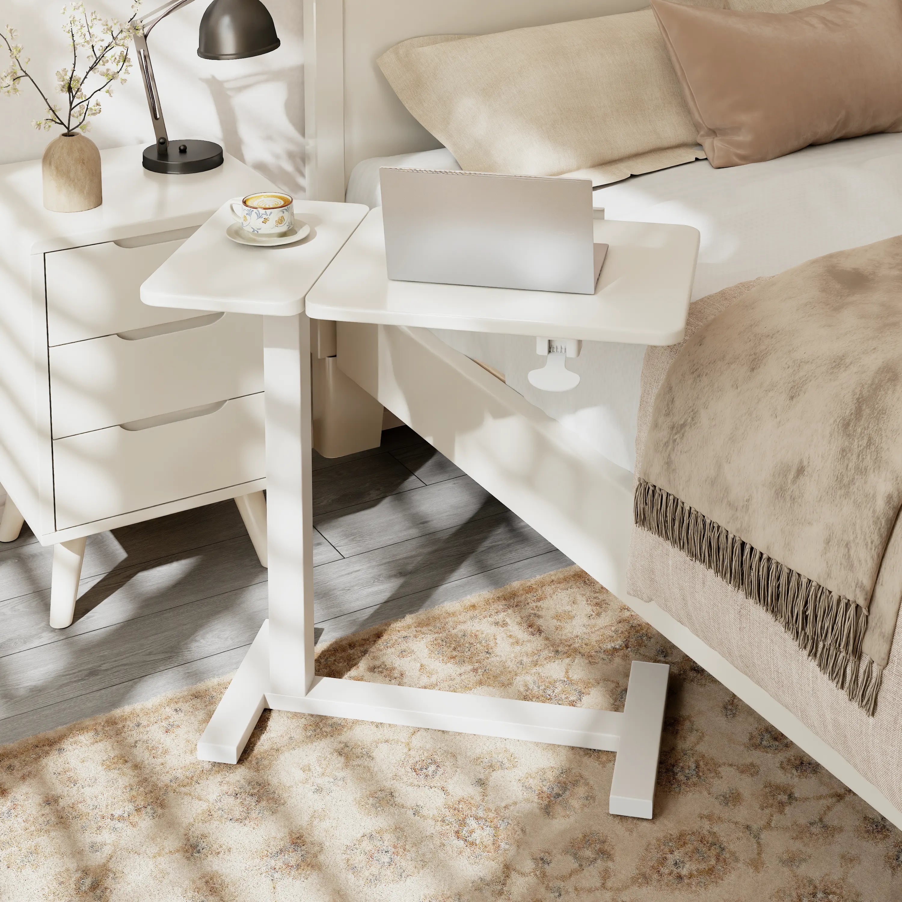 Adjustable Height Laptop Desk for Bed & Sofa – Solid Wood Tilting Top - iKaslandi