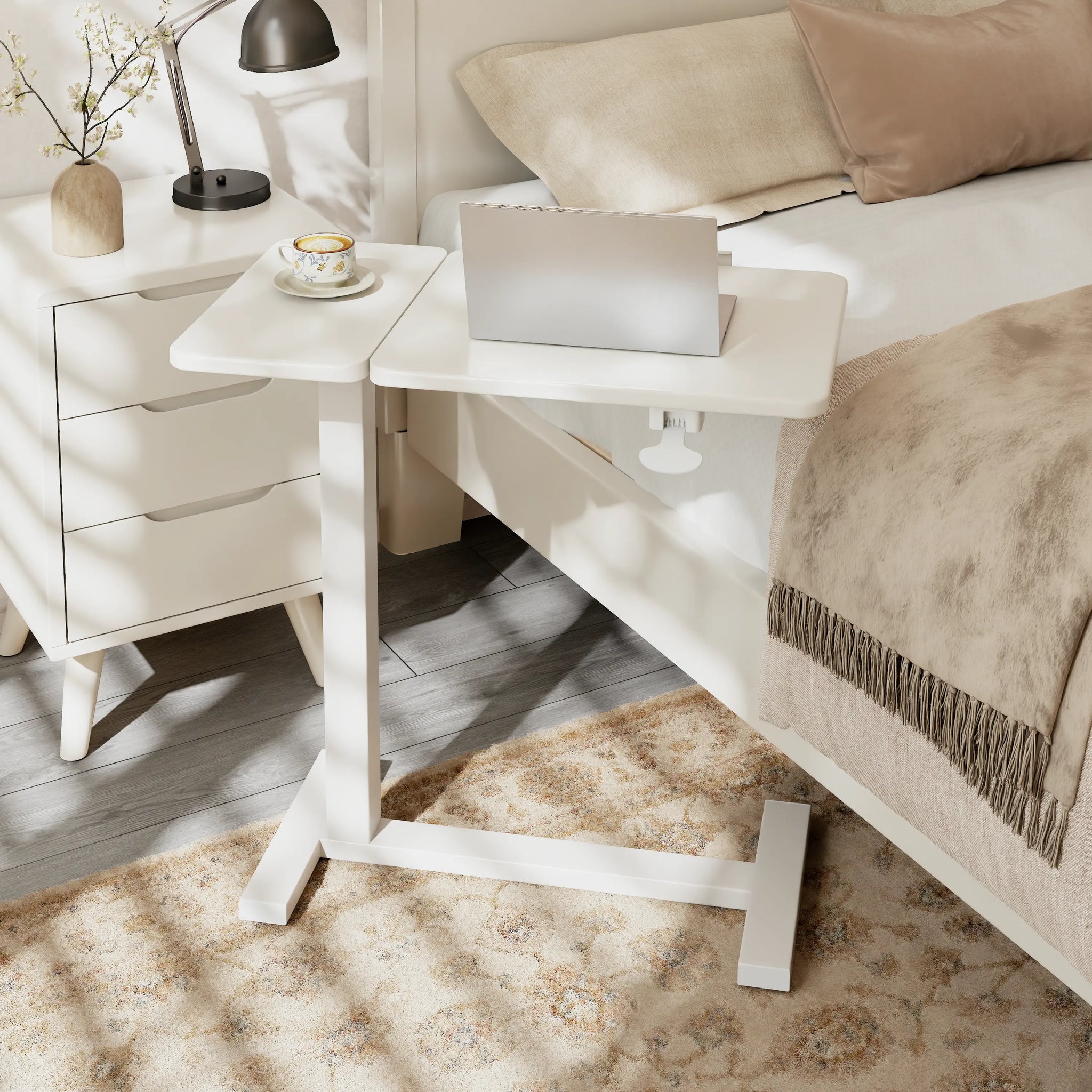 Adjustable Height Laptop Desk for Bed & Sofa – Solid Wood Tilting Top - iKaslandi